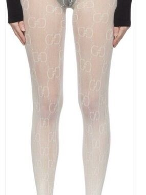 Gucci Sheer White GG Logo Tights